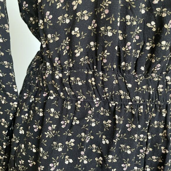 American Eagle Women Romper Dress Black Floral w/ Pockets Size Medium M - Picture 3 of 12